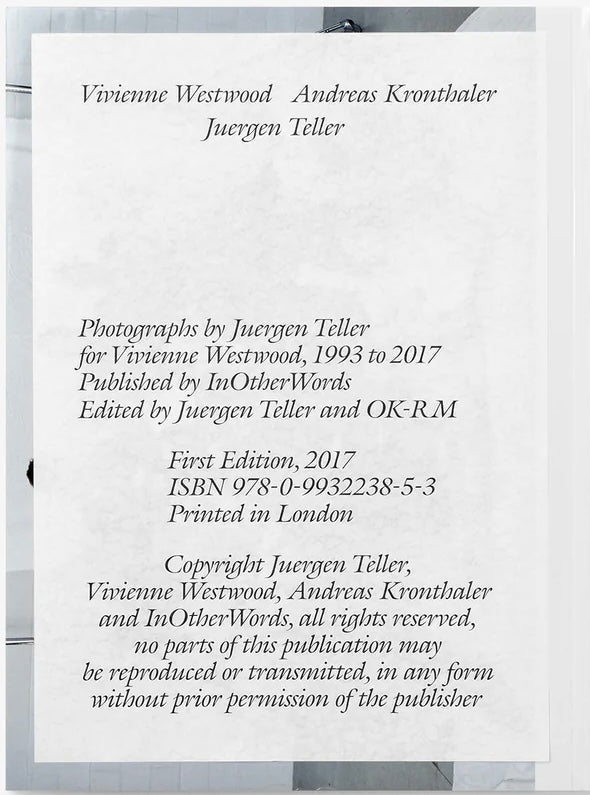 TELLER, Juergen and OK-RM. Vivienne Westwood, Andreas Kronthaler, Juergen Teller.