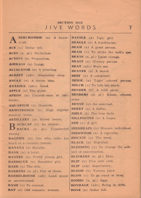 SHELLY, Lou. Hepcats Jive Talk Dictionary.